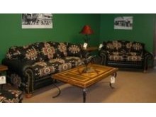 Equestrian Black Pendelton Sofa, loveseat with Western Heritage tables