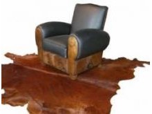 Equestrian Black Leather Chair with hair on hide